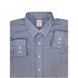 Brooks Brothers 346 Regular Fit Button Up Non-Iron Shirt Men's Sz 17.5-4/5‎ Blue